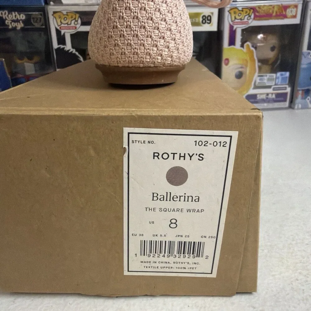 NIB Rothy's Women's Ballerina Pink The Ballet Flat Shoes sz 8